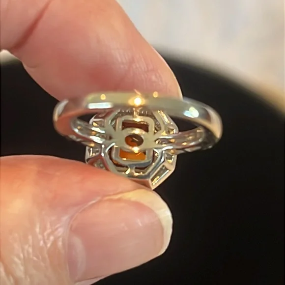 Brazilian Cherry Citrine & Natural White Zircon Enameled Ring 💍 Size 5.75-6 NWOT